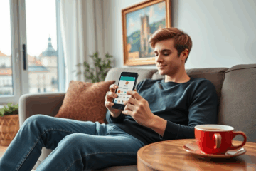 Obrázek mobilního telefonu s ikonou aplikace půjčky