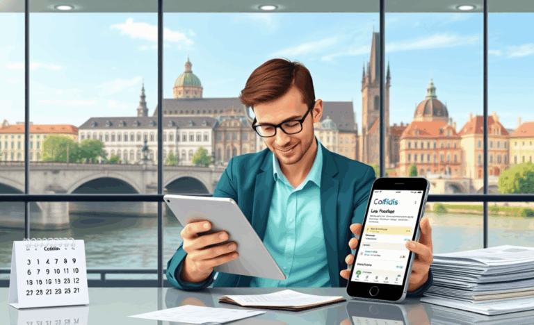 Osoba používající mobilní aplikaci Cofidis pro správu půjčky